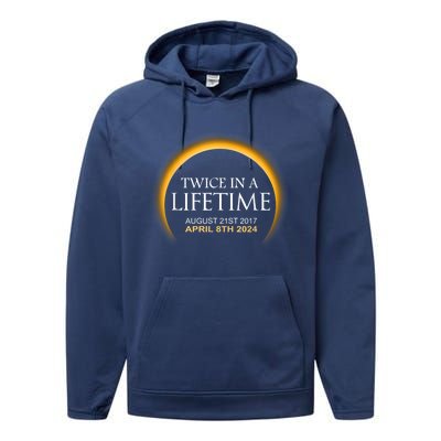 Solar Eclipse Twice In Lifetime 2024 Performance Fleece Hoodie