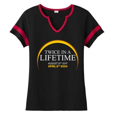 Solar Eclipse Twice In Lifetime 2024 Ladies Halftime Notch Neck Tee