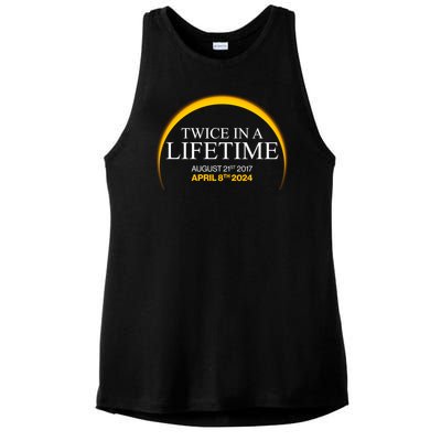 Solar Eclipse Twice In Lifetime 2024 Ladies PosiCharge Tri-Blend Wicking Tank