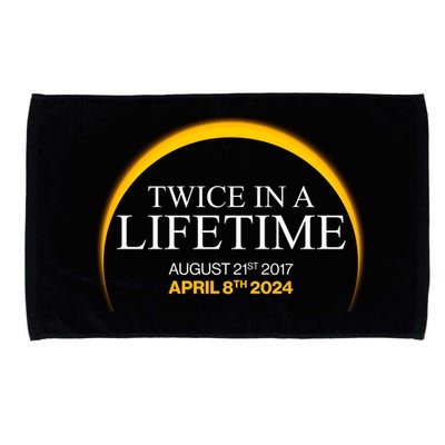 Solar Eclipse Twice In Lifetime 2024 Microfiber Hand Towel