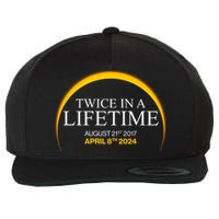 Solar Eclipse Twice In Lifetime 2024 Wool Snapback Cap