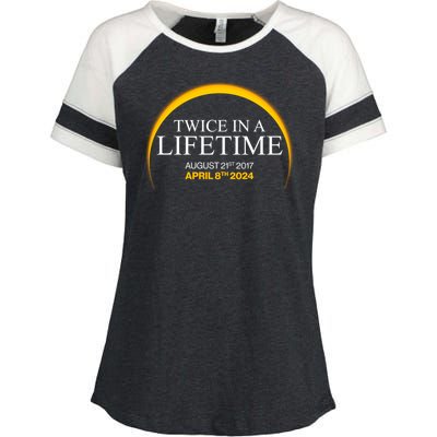 Solar Eclipse Twice In Lifetime 2024 Enza Ladies Jersey Colorblock Tee