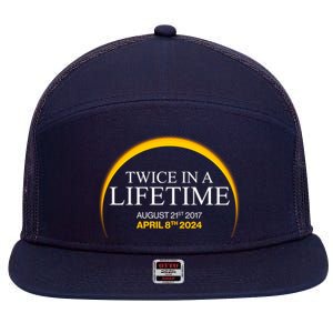 Solar Eclipse Twice In Lifetime 2024 7 Panel Mesh Trucker Snapback Hat