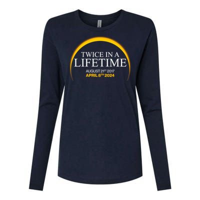 Solar Eclipse Twice In Lifetime 2024 Womens Cotton Relaxed Long Sleeve T-Shirt