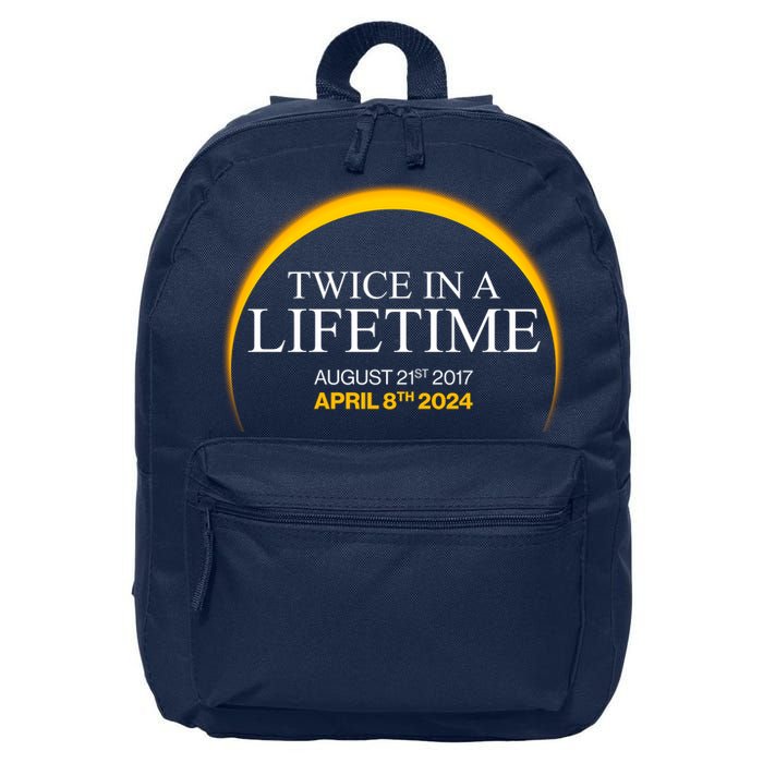 Solar Eclipse Twice In Lifetime 2024 16 in Basic Backpack