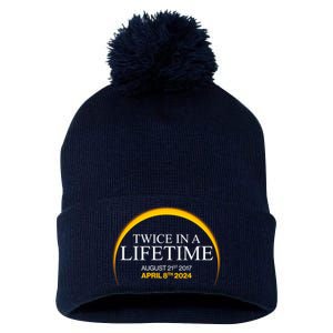 Solar Eclipse Twice In Lifetime 2024 Pom Pom 12in Knit Beanie