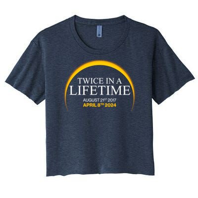 Solar Eclipse Twice In Lifetime 2024 Women's Crop Top Tee