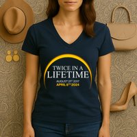 Solar Eclipse Twice In Lifetime 2024 Women's V-Neck T-Shirt