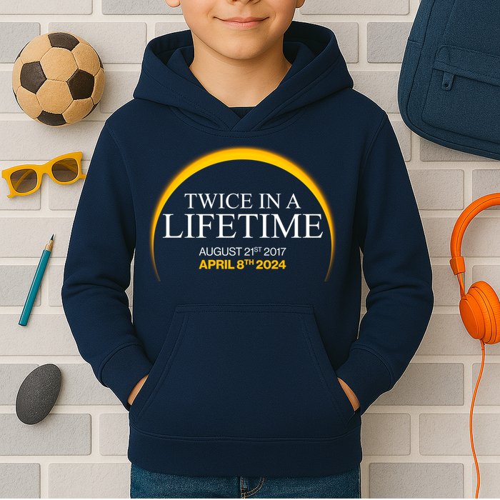 Solar Eclipse Twice In Lifetime 2024 Kids Hoodie