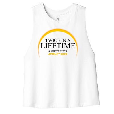 Solar Eclipse Twice In Lifetime 2024 Women's Racerback Cropped Tank