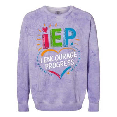 Special Education Teacher Support Iep I Encourage Progress Colorblast Crewneck Sweatshirt