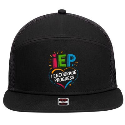 Special Education Teacher Support Iep I Encourage Progress 7 Panel Mesh Trucker Snapback Hat