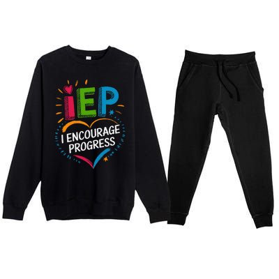 Special Education Teacher Support Iep I Encourage Progress Premium Crewneck Sweatsuit Set