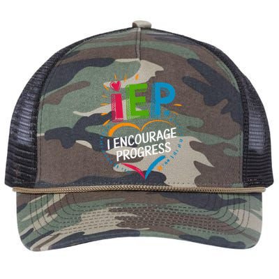 Special Education Teacher Support Iep I Encourage Progress Retro Rope Trucker Hat Cap