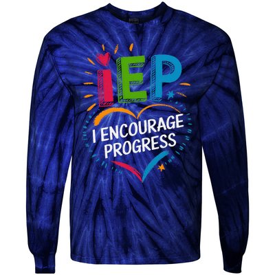 Special Education Teacher Support Iep I Encourage Progress Tie-Dye Long Sleeve Shirt