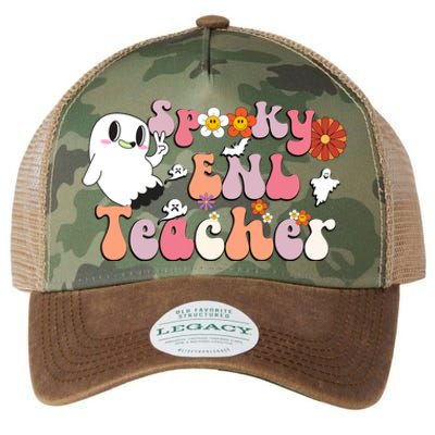 Spooky Enl Teacher Groovy Halloween English New Language Meaningful Gift Legacy Tie Dye Trucker Hat