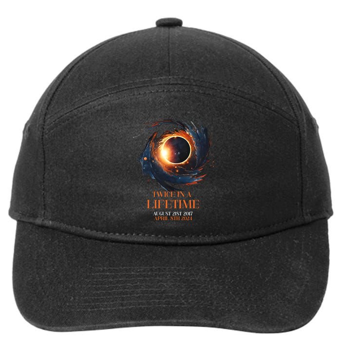 Solar Eclipse Twice In Lifetime 2024 Solar Eclipse 7-Panel Snapback Hat
