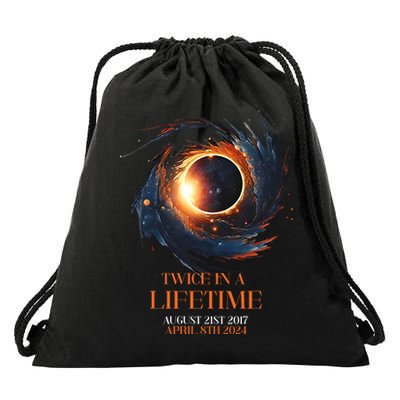 Solar Eclipse Twice In Lifetime 2024 Solar Eclipse Drawstring Bag