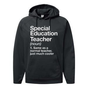 Special Education Teacher Definition Funny Back To School Performance Fleece Hoodie