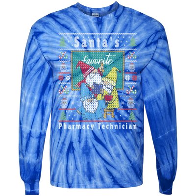 Santas Elfs Ugly Christmas Pharmacytechnician Gift Tie-Dye Long Sleeve Shirt