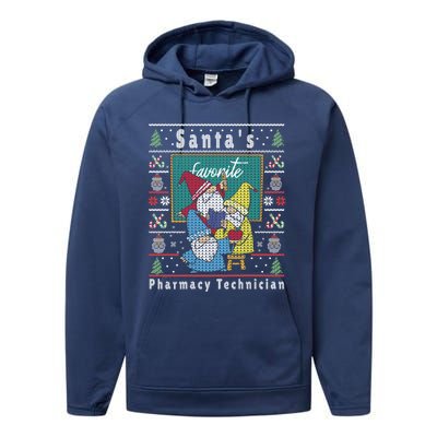 Santas Elfs Ugly Christmas Pharmacytechnician Gift Performance Fleece Hoodie