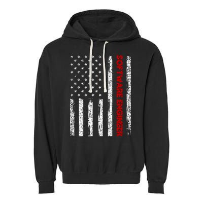 Software Engineer USA Flag Garment-Dyed Fleece Hoodie