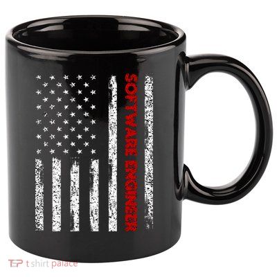 Software Engineer USA Flag 11oz C Handle Ceramic Mug