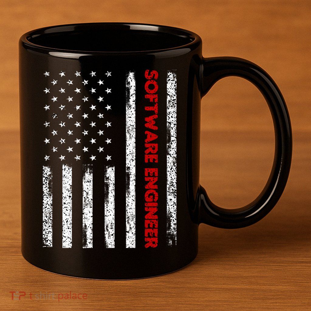 Software Engineer USA Flag 11oz C Handle Ceramic Mug