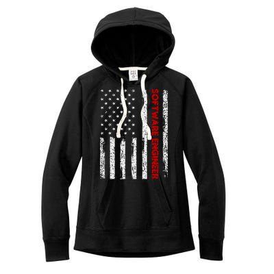 Software Engineer USA Flag Women's Fleece Hoodie