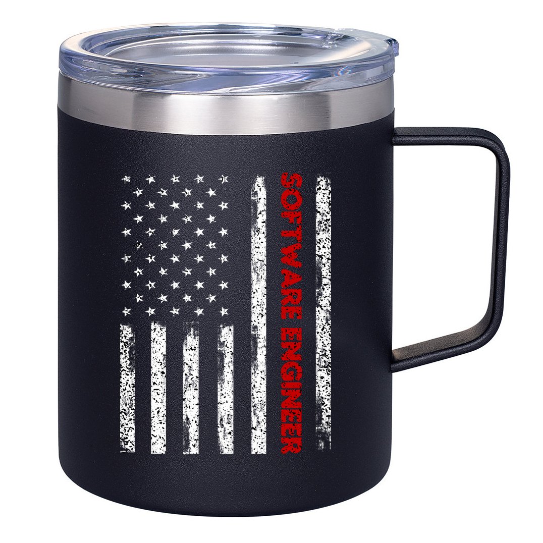 Software Engineer USA Flag 12oz Stainless Steel Coffee Mug