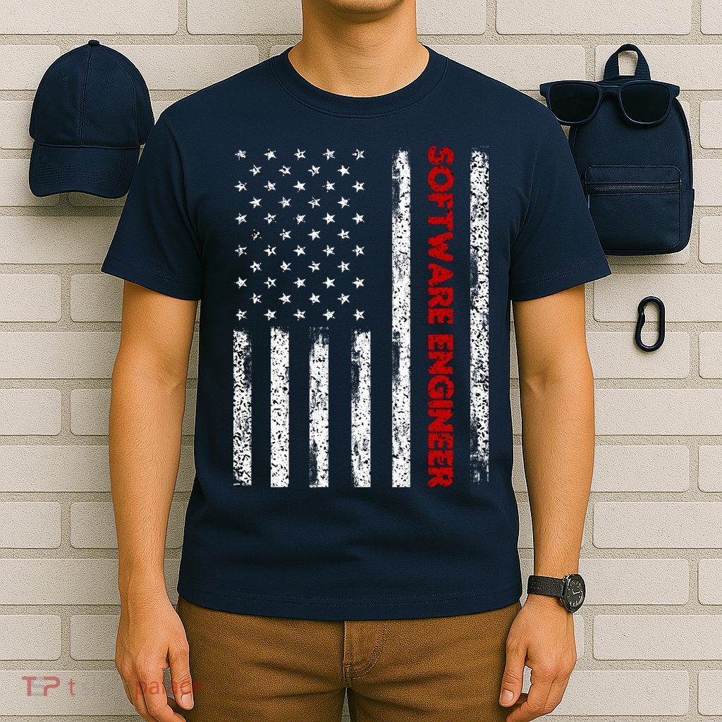 Software Engineer USA Flag T-Shirt