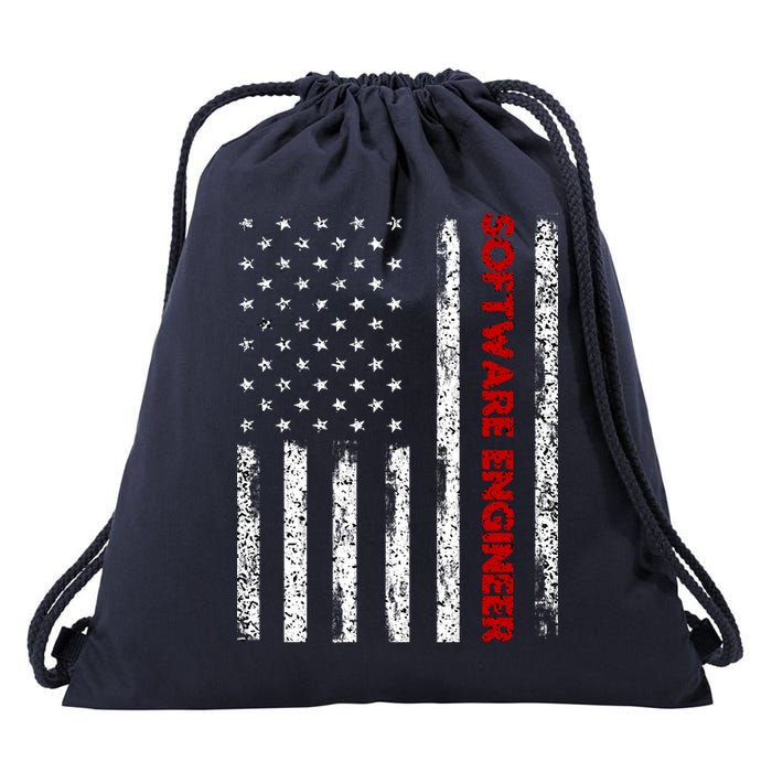Software Engineer USA Flag Drawstring Bag
