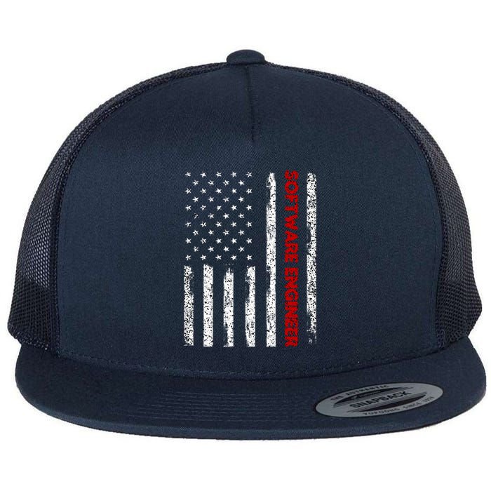 Software Engineer USA Flag Flat Bill Trucker Hat