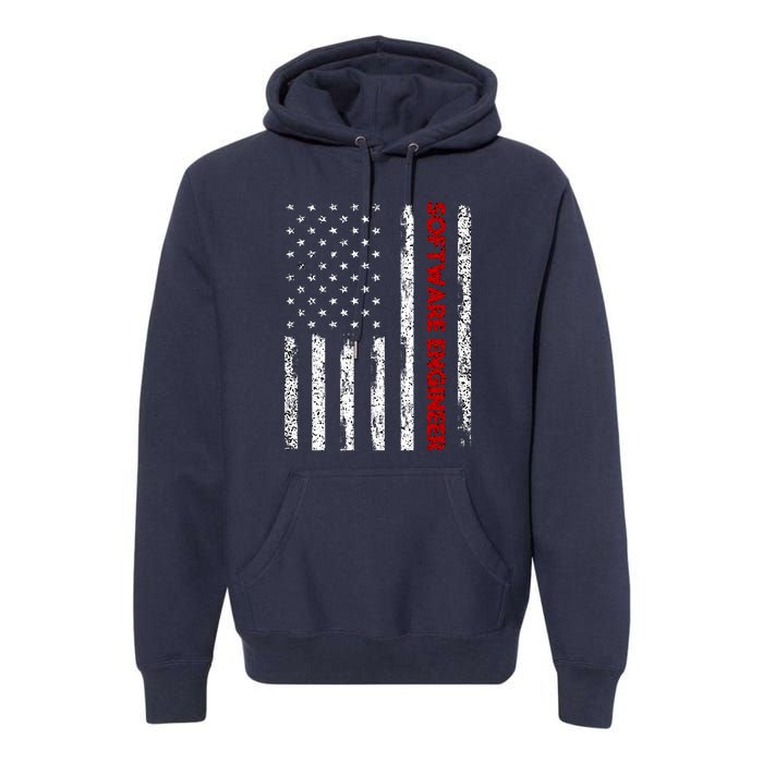 Software Engineer USA Flag Premium Hoodie