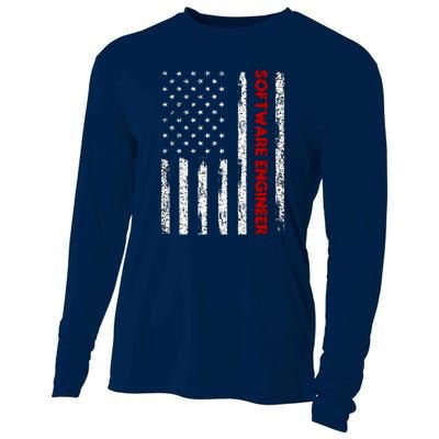 Software Engineer USA Flag Cooling Performance Long Sleeve Crew