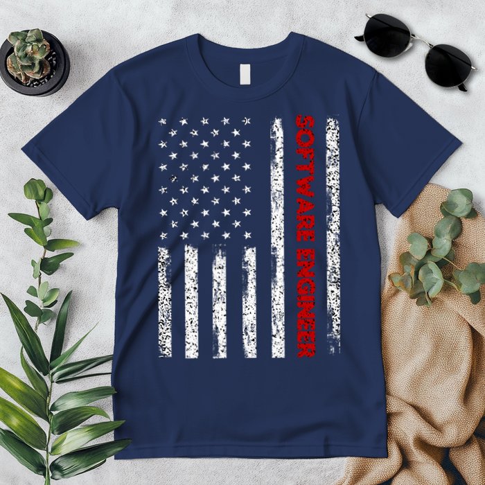 Software Engineer USA Flag Premium T-Shirt