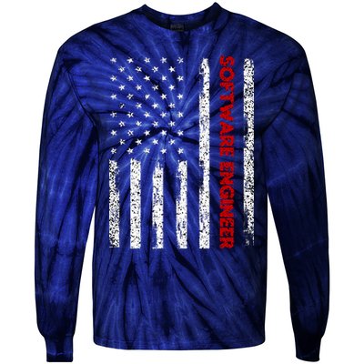 Software Engineer USA Flag Tie-Dye Long Sleeve Shirt