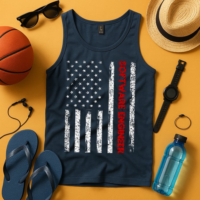 Software Engineer USA Flag Tank Top