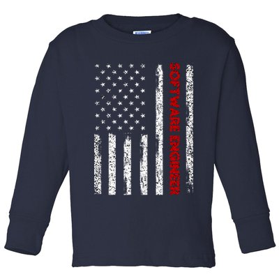 Software Engineer USA Flag Toddler Long Sleeve Shirt