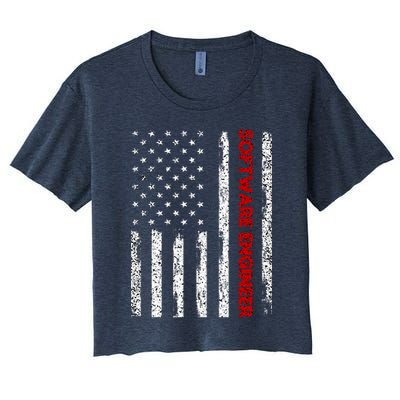 Software Engineer USA Flag Crop Top