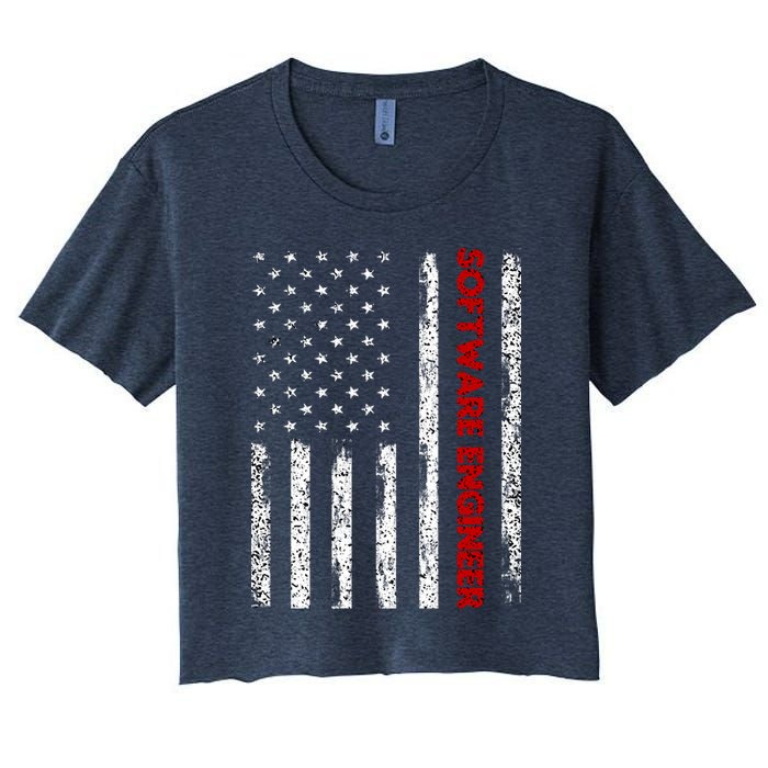 Software Engineer USA Flag Crop Top