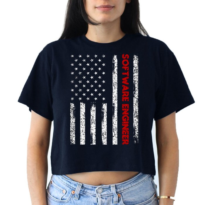 Software Engineer USA Flag Crop Top