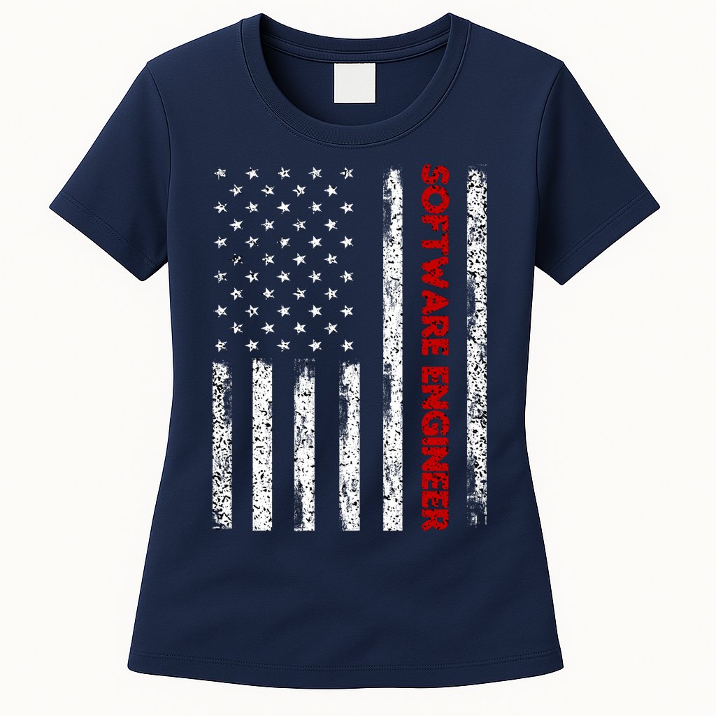 Software Engineer USA Flag Womens T-Shirt