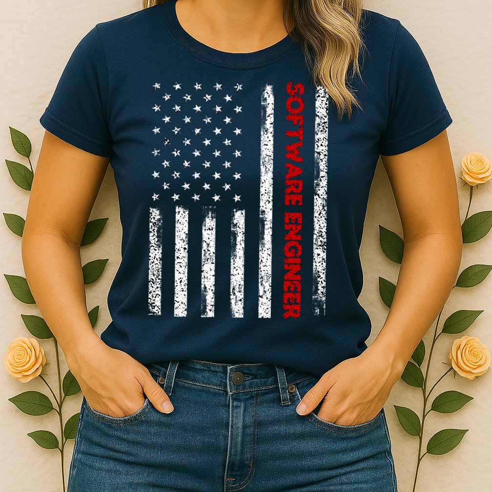 Software Engineer USA Flag Womens T-Shirt