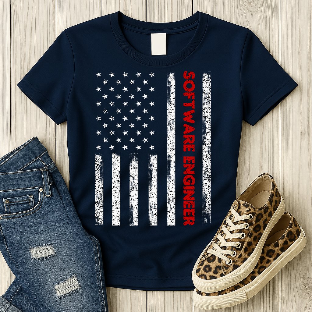 Software Engineer USA Flag Womens T-Shirt