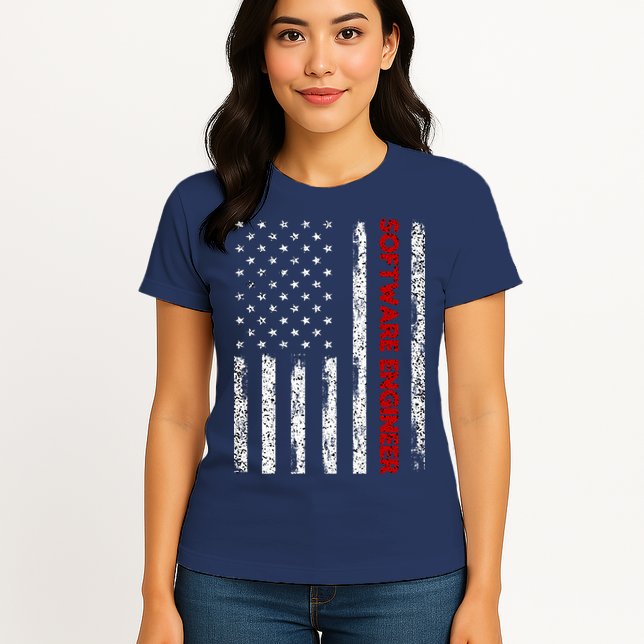 Software Engineer USA Flag Womens T-Shirt