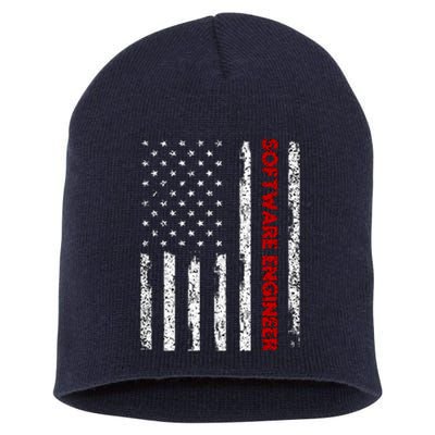 Software Engineer USA Flag Short Acrylic Beanie