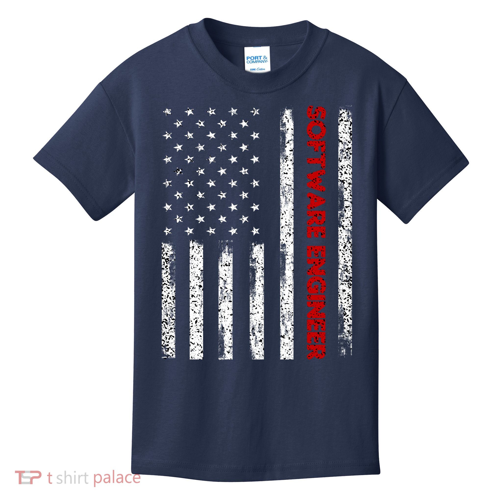 Software Engineer USA Flag Kids T-Shirt
