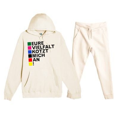 Schwarz Eure Vielfalt Kotzt Mich An Premium Hooded Sweatsuit Set