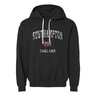 Southampton England Vintage Athletic Sports Design Garment-Dyed Fleece Hoodie